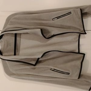 Calvin Klein women's velvet-like blazer jacket gray with black trim